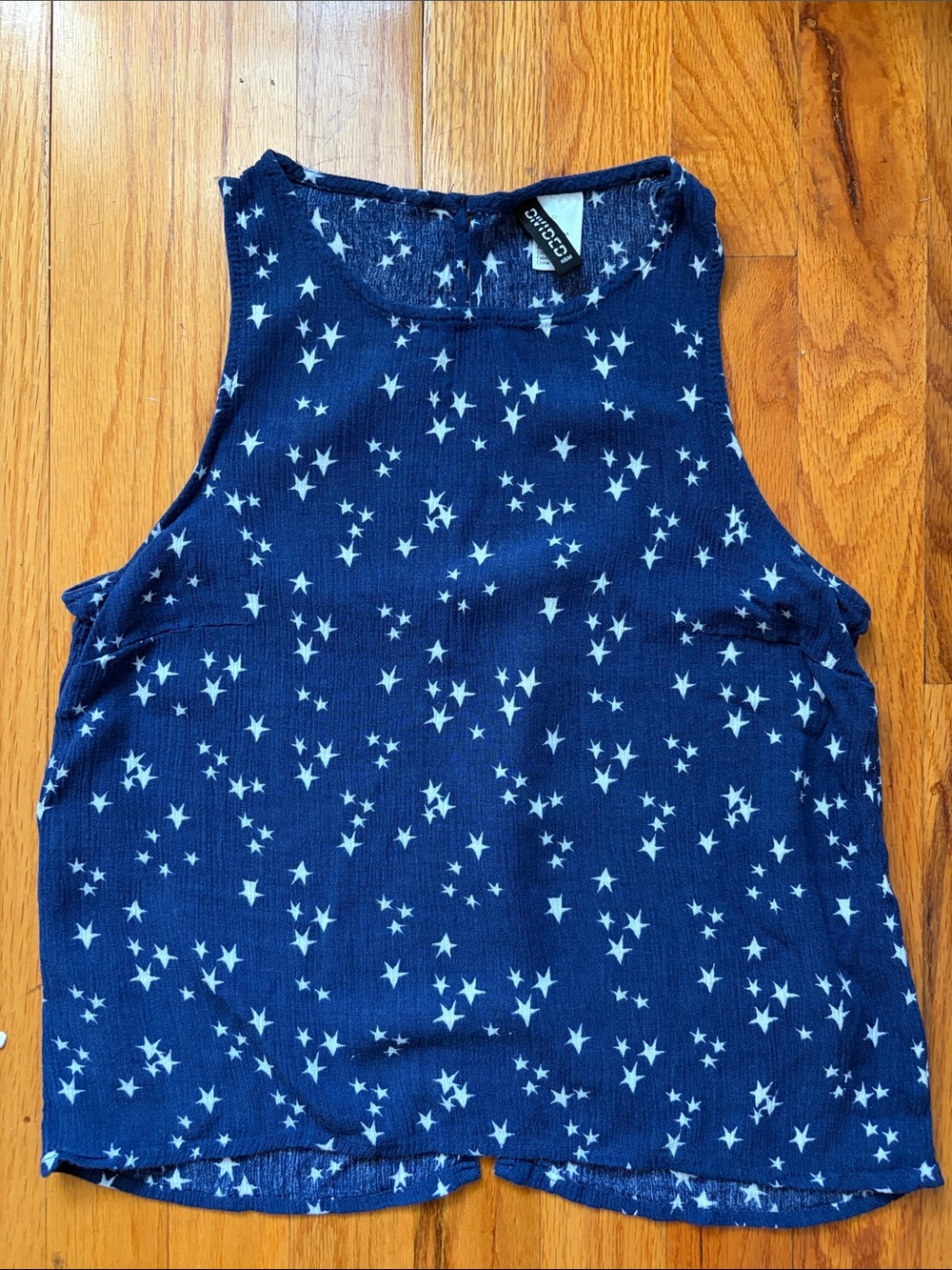Divided Navy Star Print Tank Top